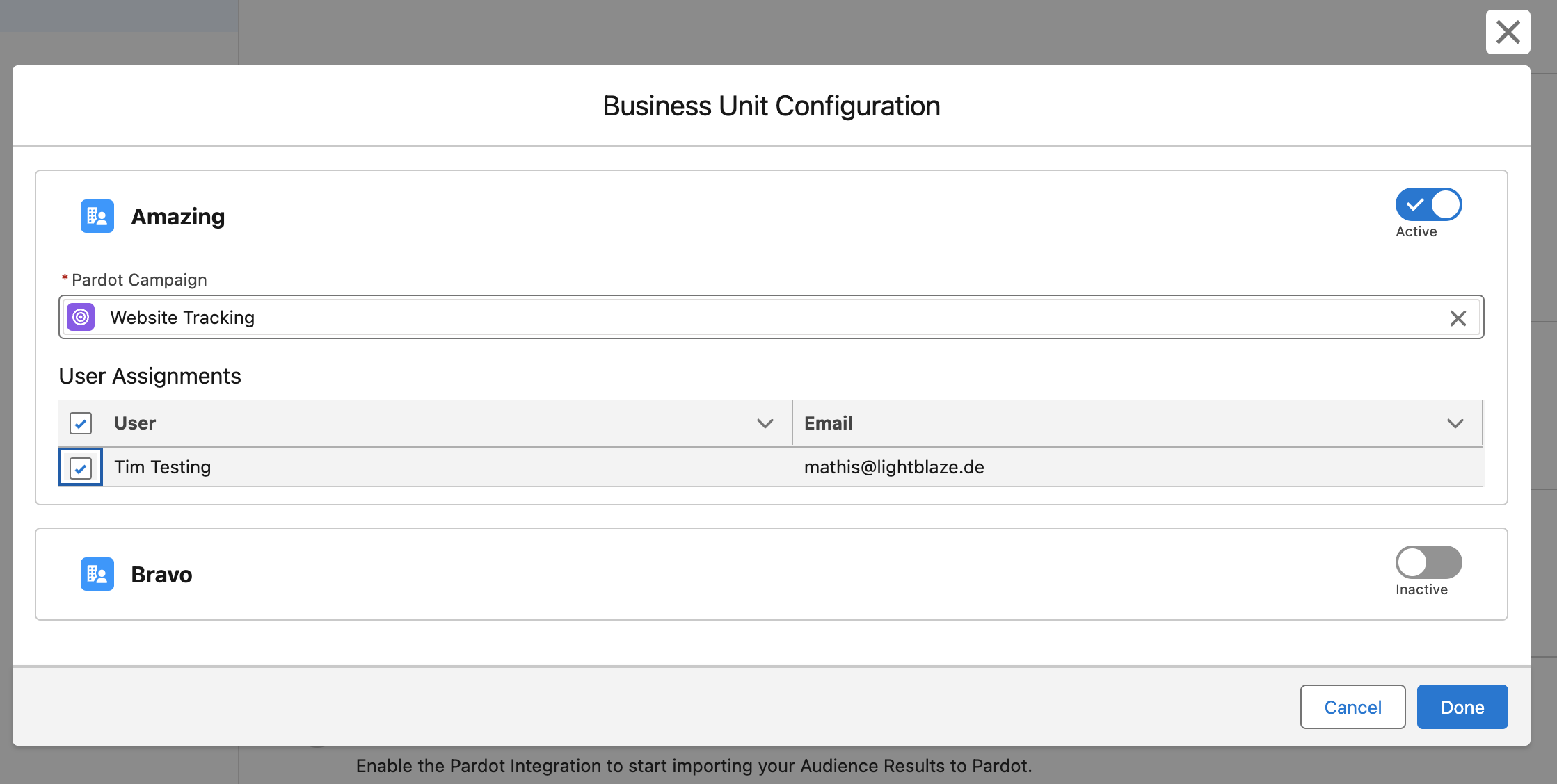 Screenshot: Setup