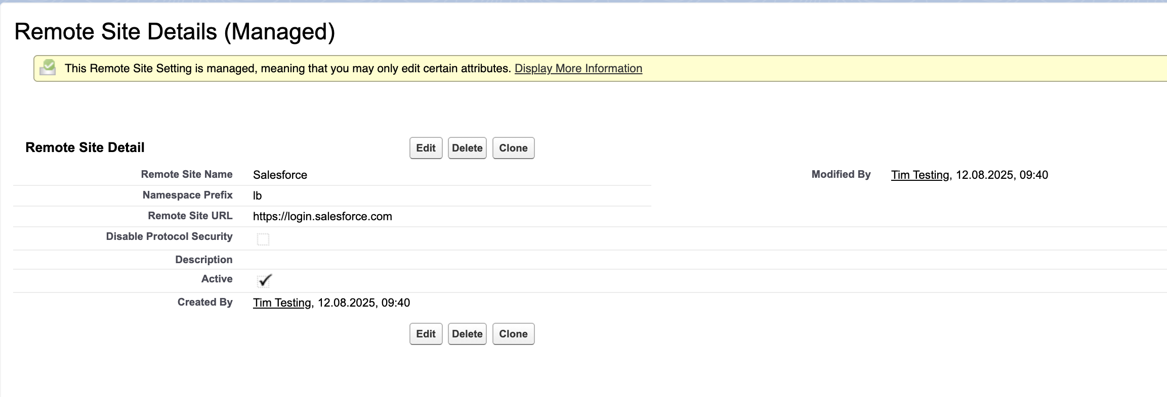 Screenshot: Double Check Remote Site Settings