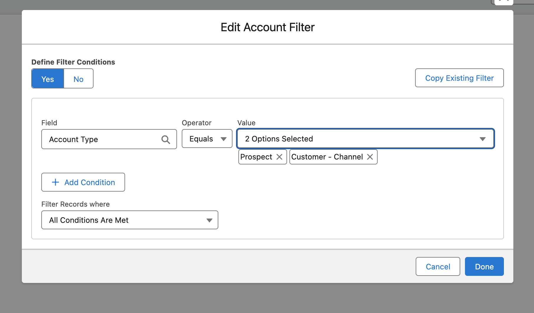 Screenshot: Multi-Selection Picklist Filter Enhancement