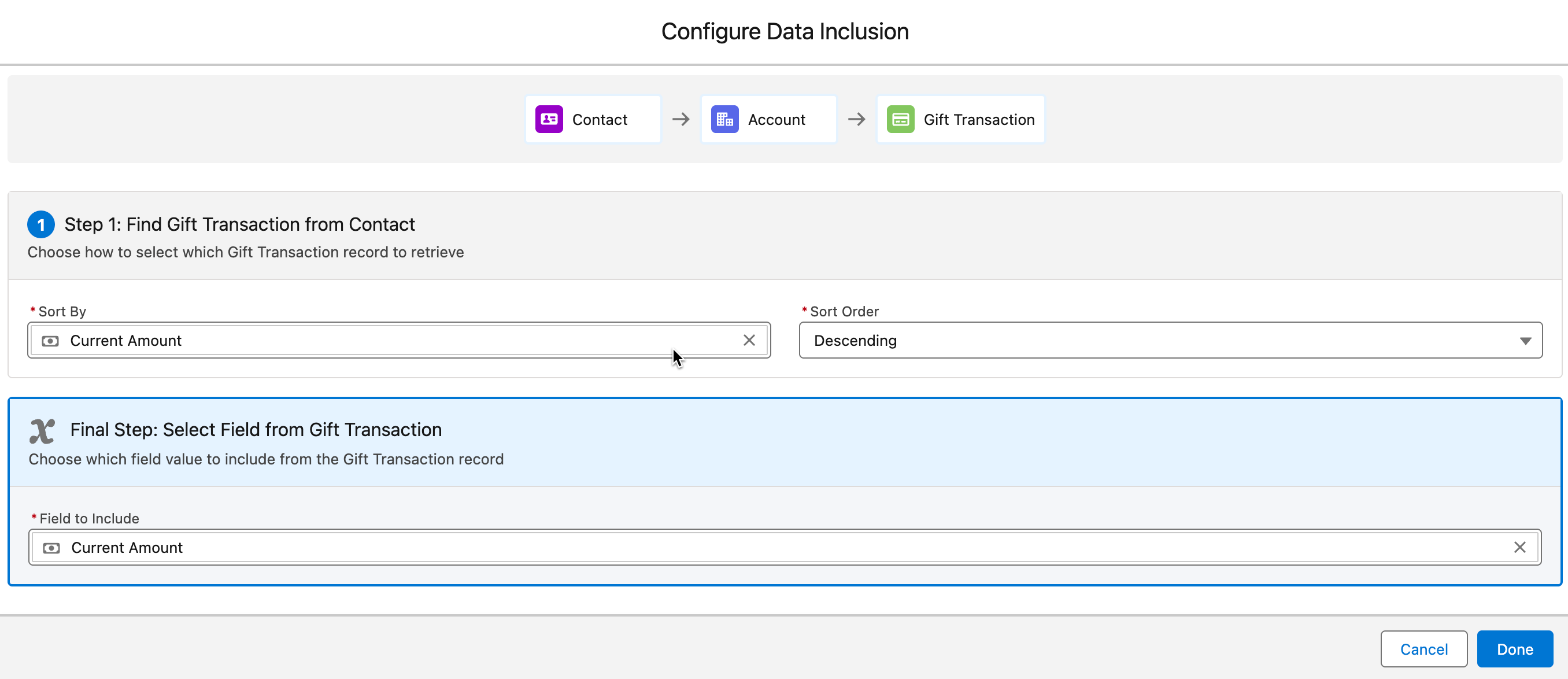 Screenshot: Add Data Graph Details to MC Data Extension
