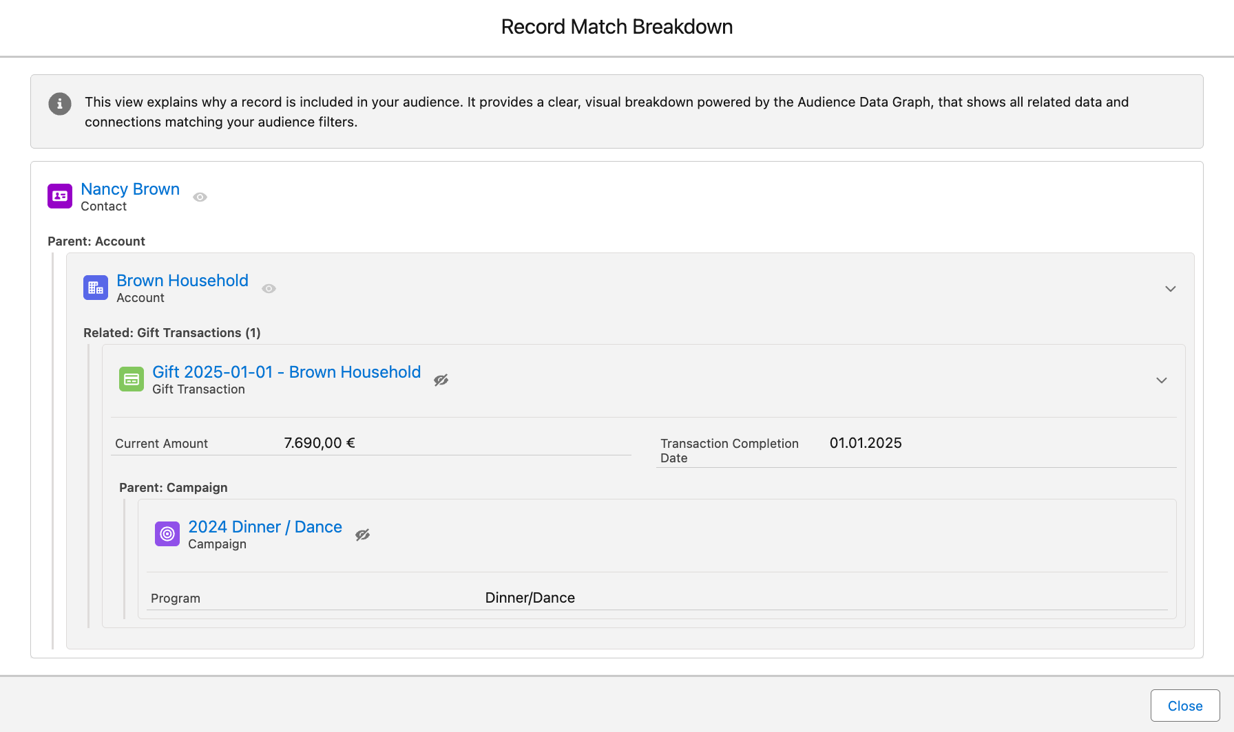 Screenshot: Record Match Breakdown