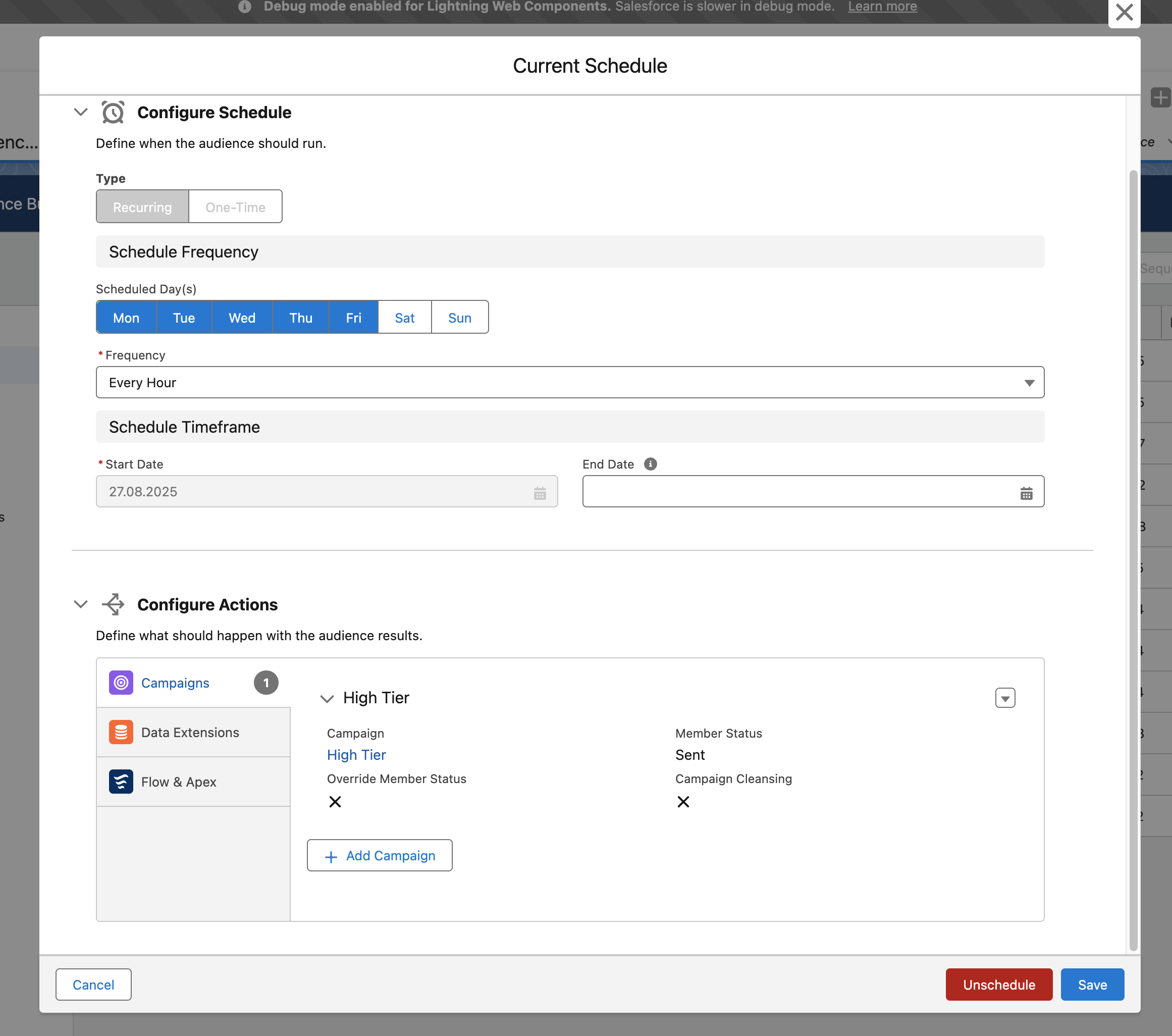 Screenshot: Scheduling Hub