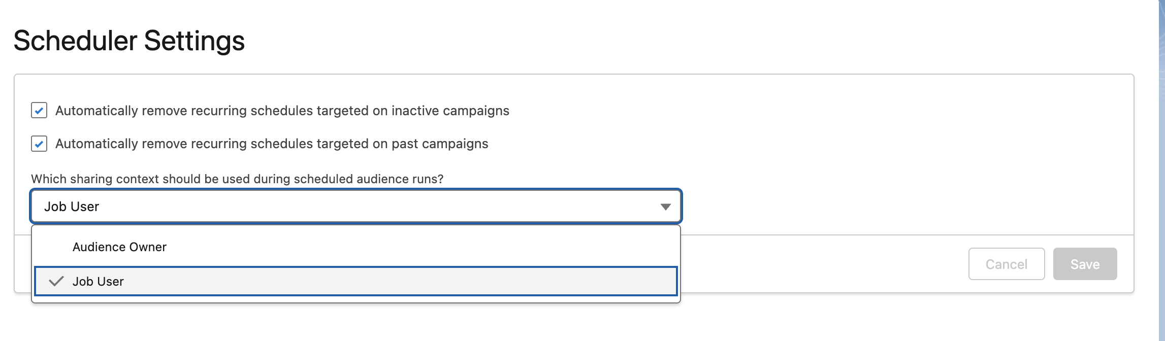 Screenshot: In the CAB Setup > Scheduler Settings, you find this new setting.